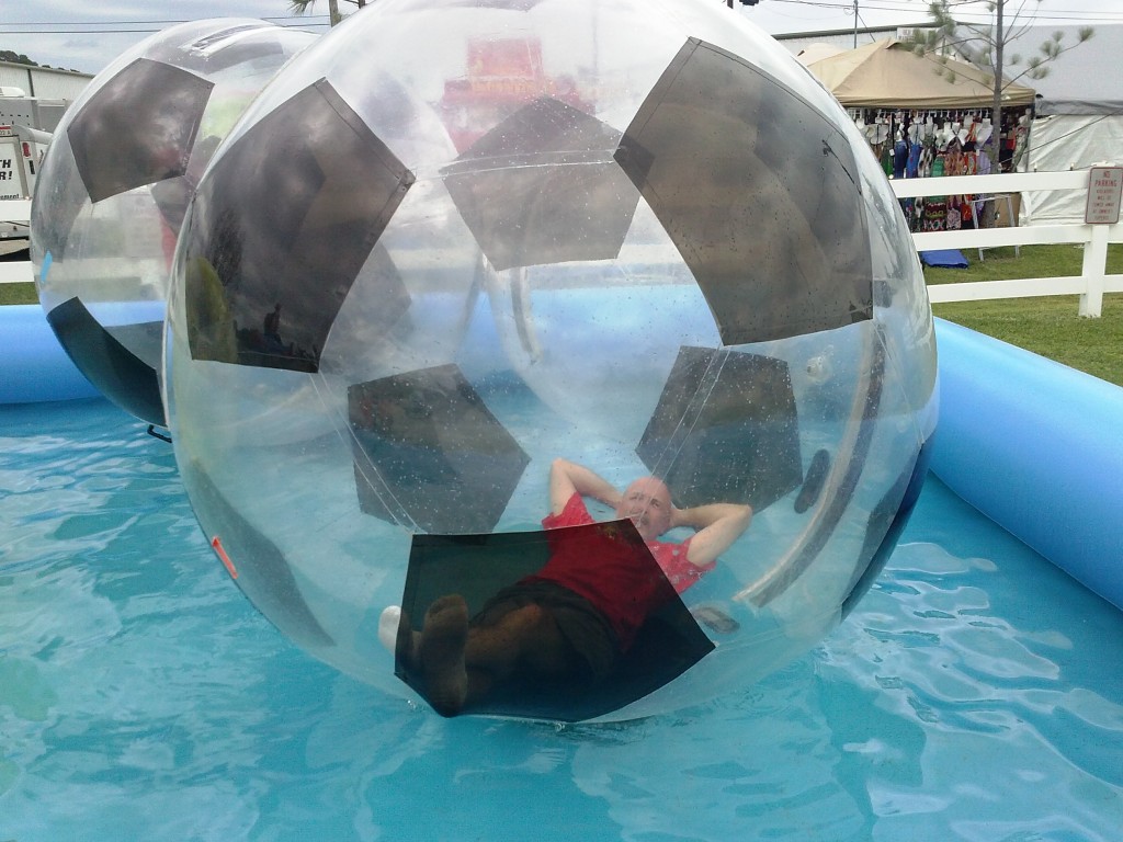 Bubble Balls for rental or can be brought to your event. Fun for all from small kids to teens some adults will even give it a roll. It like walking on water
